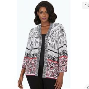 Foxcroft Women's Florence Open Front Mixed Print Cardigan (Multicolor, M)